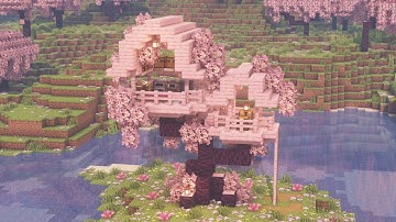 [Minecraft] How to Build a Cute Cherry Blossom Tree House / Tutorial