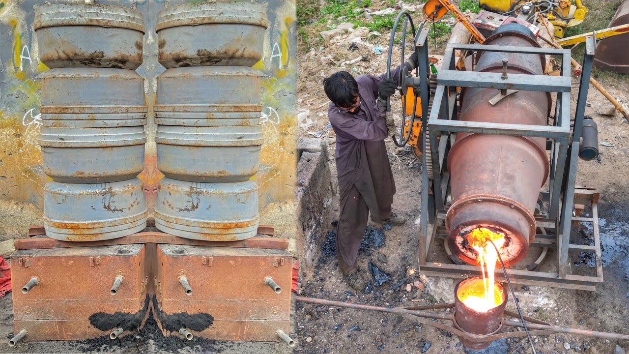 Manufacturing of a truck brake drums // How to Produce brake drums in local factory