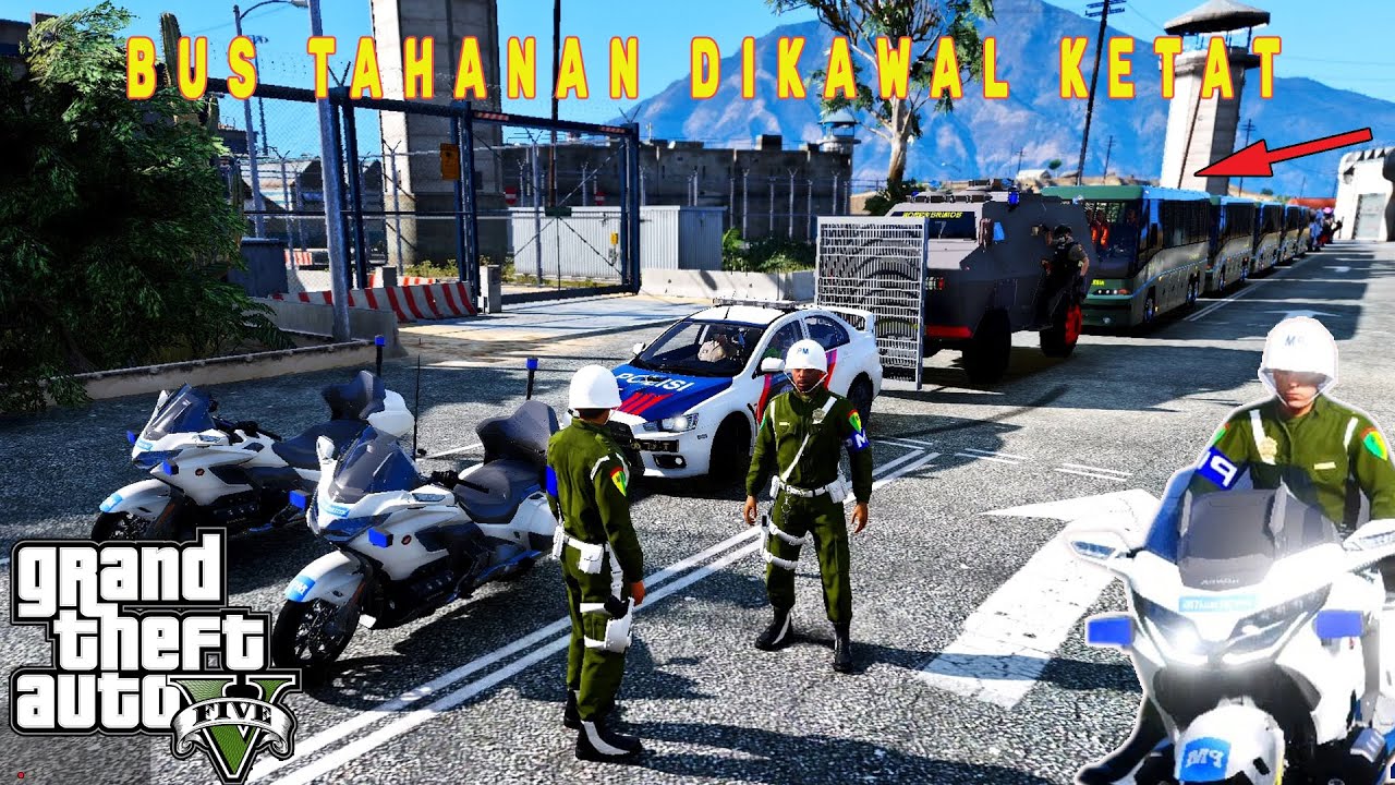 Konvoi Bus Tahanan Dikawal Pasukan Bersenjata! GTA 5 Mod Indonesia