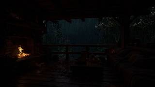 Drifting Easily to Sleep😴⛈️Cozy Fire &Thunderstorm in Deep Forest |Relaxing with Rain Sound at Night
