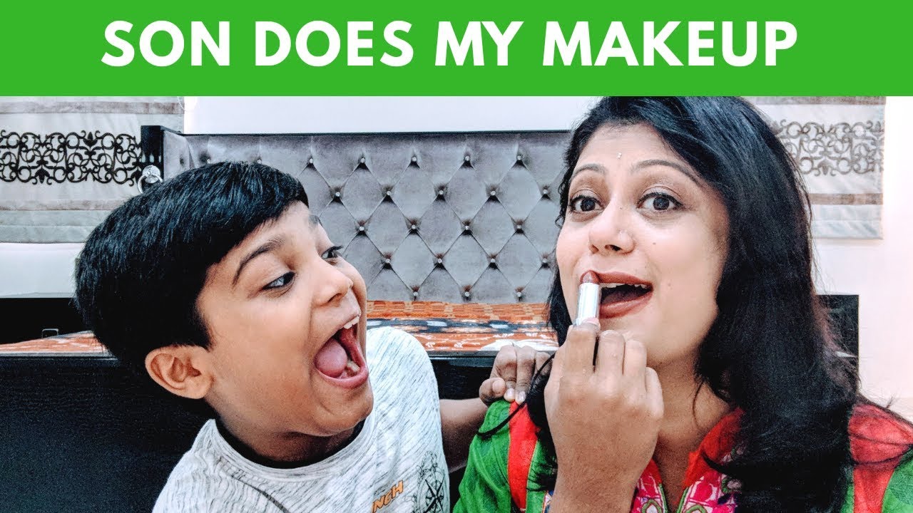MY 10 YEAR OLD SON DOES MY MAKEUP 2018 (hindi) - YouTube