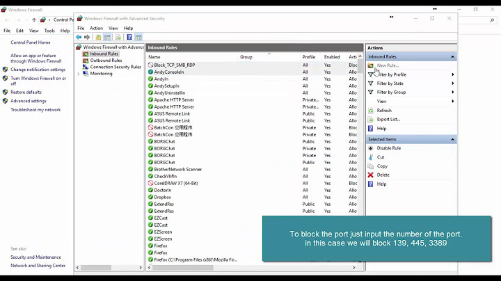 How to block SMB and RDP port through Windows Firewall