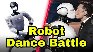 ROBOT DANCE BATTLE! 💃🤖🕺 Tesla Optimus vs. Unitree G1