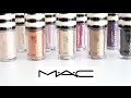 Mac pigment  glitter swatches 10 shades