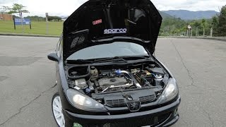 Peugeot 206 1.4 turbo +@0.6 bar mais detalhes aqui:
http://mslucas.wordpress.com/2012/03/24/peugeot-206-1-4-turbo e aqui
fotos: https://plus.googl...