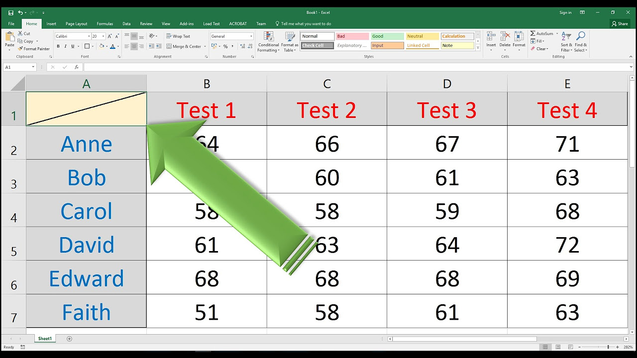 Update New Come aggiungere una linea diagonale a una cella in Excel