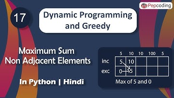 Maximum Sum Non Adjacent Elements | Module : Dynamic Programming | In Hindi | Python | Video_17