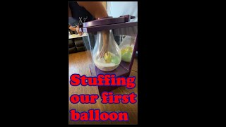 Making our first stuffed balloon using a Classy Wrap Machine