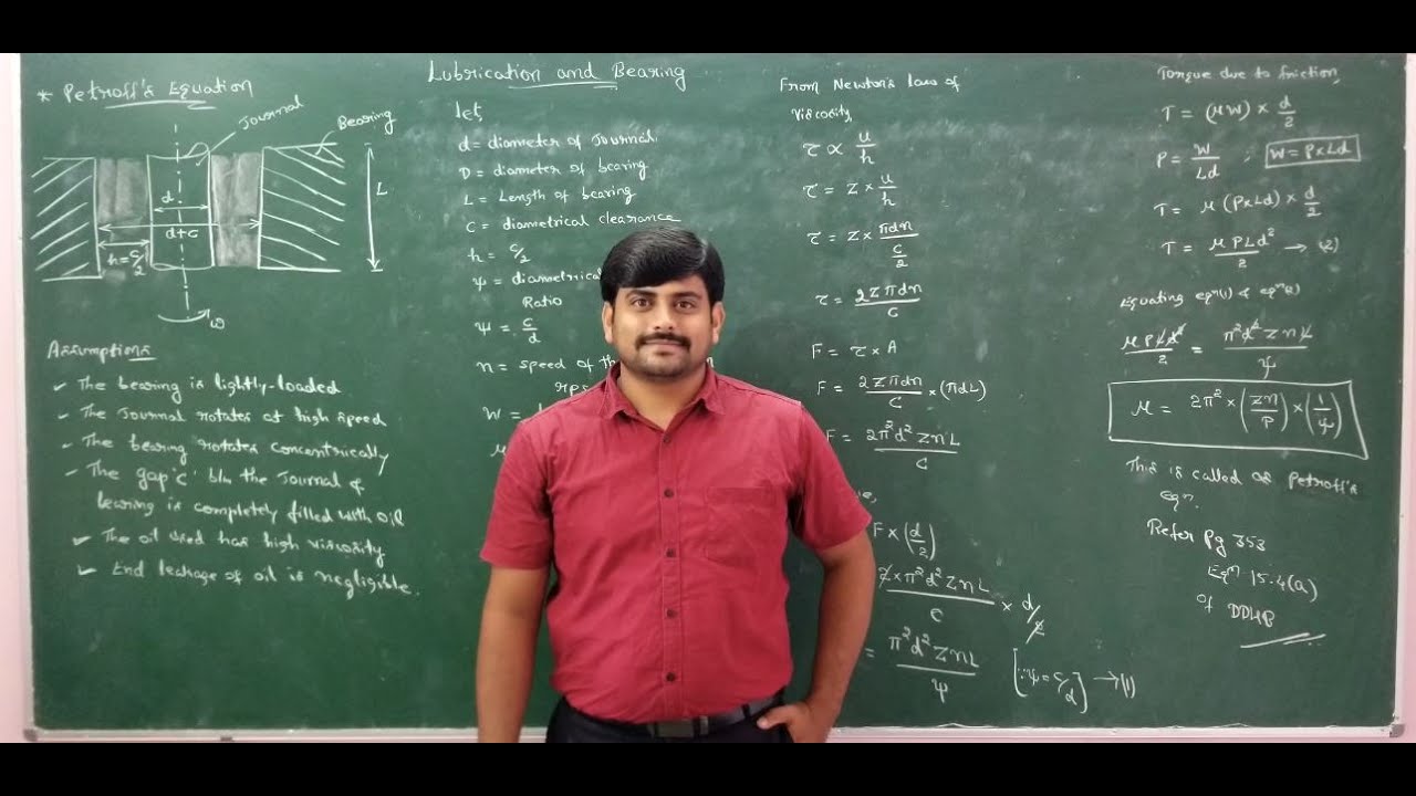 Lecture 6 - Introduction to bearings and Petroff's equation - Module 5 - DME 2 by GURUDATT.H.M