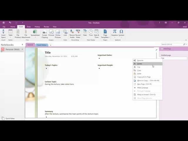 onenote notebook templates