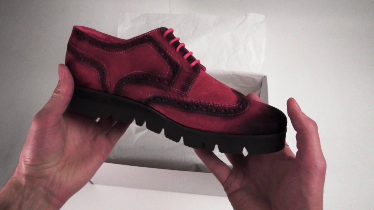 Pantofi Barbati Piele Intoarsa Derby Brogue WinkTip Rosu Machiat cu Talpa Groasa Neagra