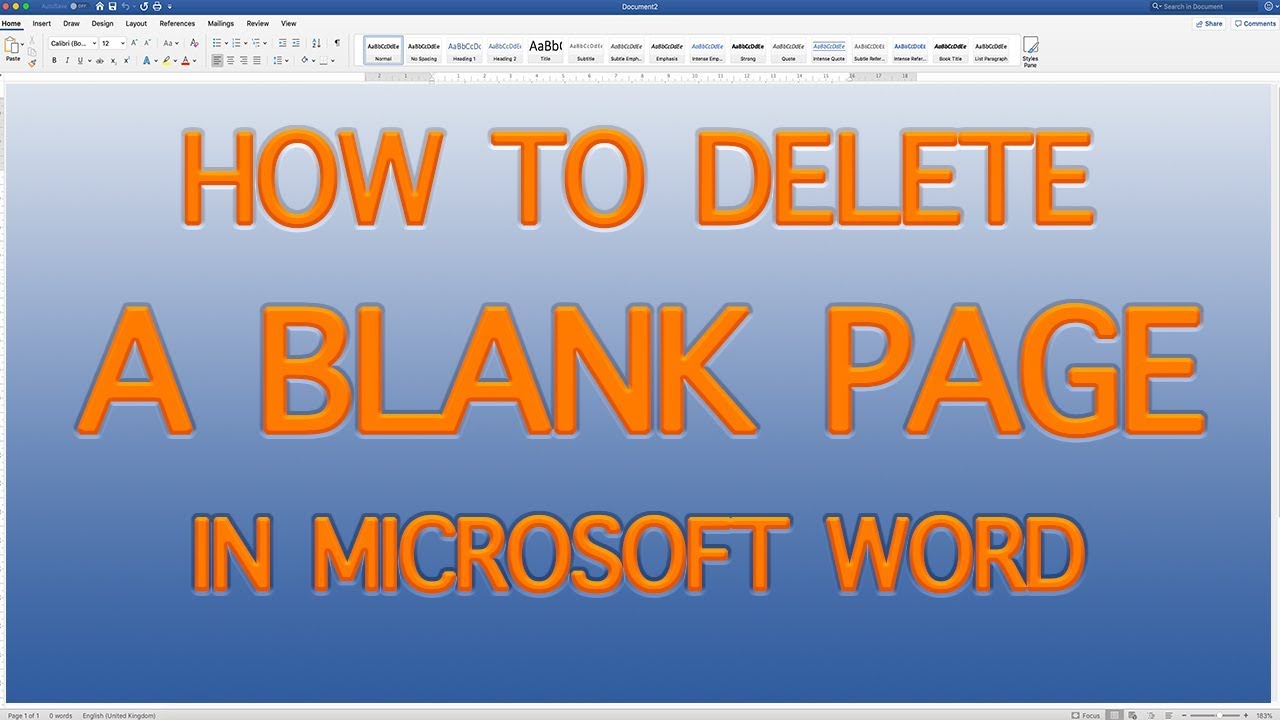 cannot delete blank page in word template