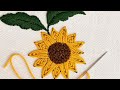 Easy Sunflower Embroidery Pattern for Beginners 🌻 Lazy Daisy & Satin Stitch Tutorial Step by Step