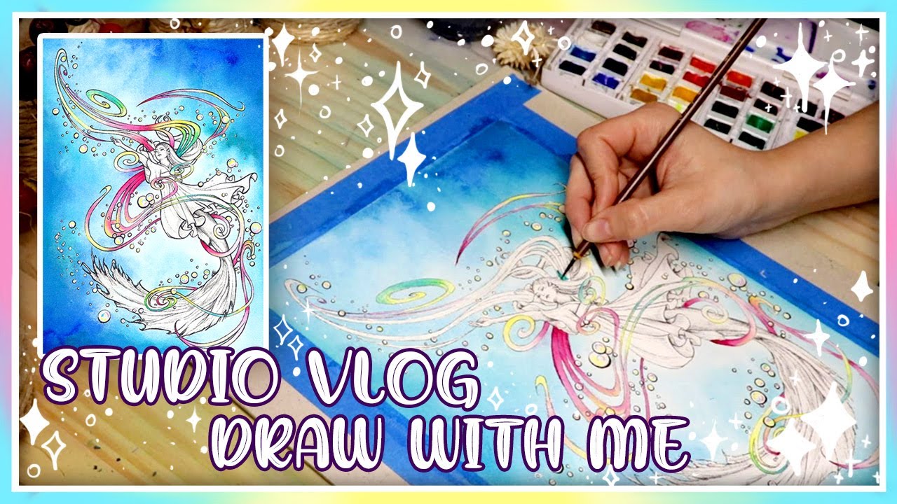 🎨 DRAW WITH ME - Colorisation à l'aquarelle - Mermay - ⭐ VLOG ⭐ - YouTube