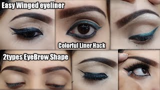 Free Online Professional Makeup Class Part 13 |  Colorfull Eyeliner Hacks tutorial | Winged EyeLiner