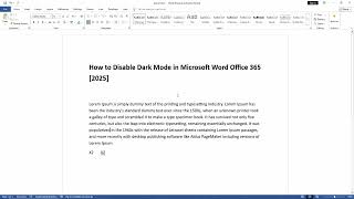 How to Disable Dark Mode in Microsoft Word Office 365 (2025)