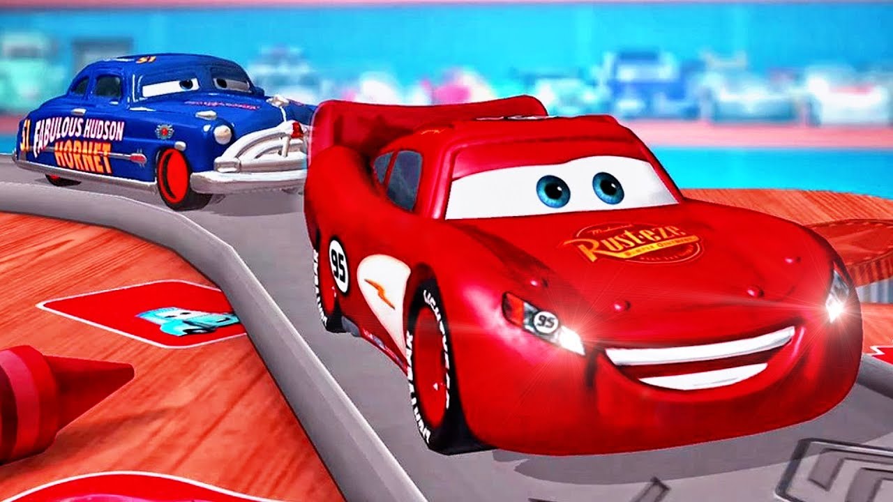 Cars daredevil garage. Тачки 2 док Хадсон. Cars 2017 doc Hudson vs MCQUEEN. Cruisin Lightning MCQUEEN cars Daredevil Garage.