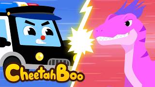 can police car beat raptor cars vs dinosaurs dinosaurs kids