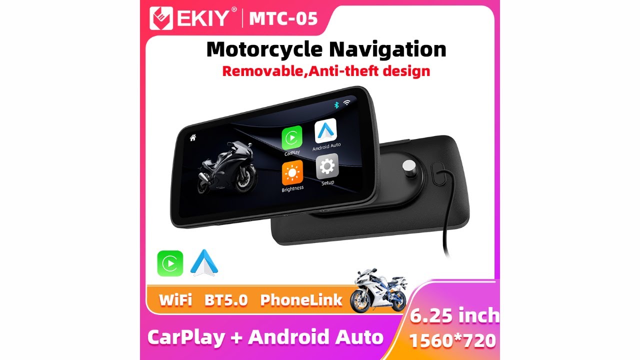 Review EKIY 6.25 inch GPS Motorcycle Display Wireless CarPlay