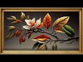 TV Frame 4K Leafy tree branch vibrant autumn