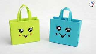 How to make paper bag with handle | Origami paper bag