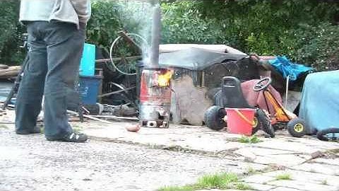 Homemade Wood stove potbelly rocket log burner ((part 2))