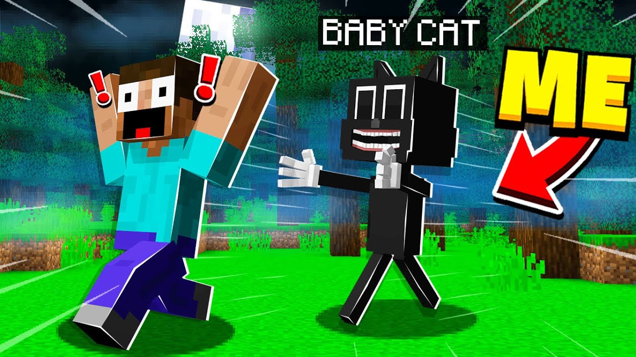 I became BABY CARTOON CAT in MINECRAFT! - Minecraft Trolling  Video