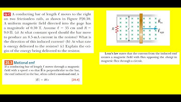 A conducting bar of length l moves to the right on two frictionless rails as shown