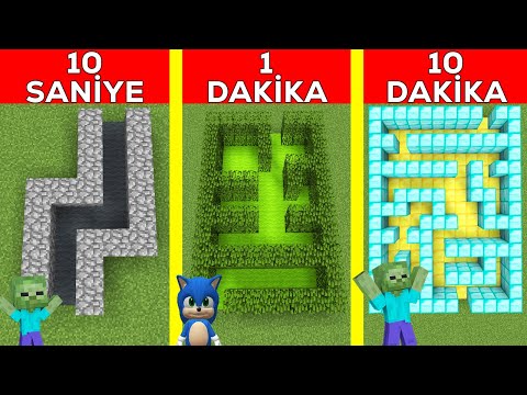 10 SANİYE 1 DAKİKA 5 DAKİKA İÇİNDE LABİRENT İNŞA EDİYORUM 😱 - Minecraft