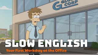 картинка: Ваш первый день в офисе | DailyLy English Conversation | Легкий и медленный подкаст для начинающих