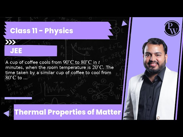 A cup of coffee cools from 90^C to 80^C in t minutes, when the room  temperature is 20^C. The t...