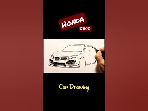 How to draw a Honda Civic 🚗 Easy Car Drawing 🚙 #shorts - YouTube