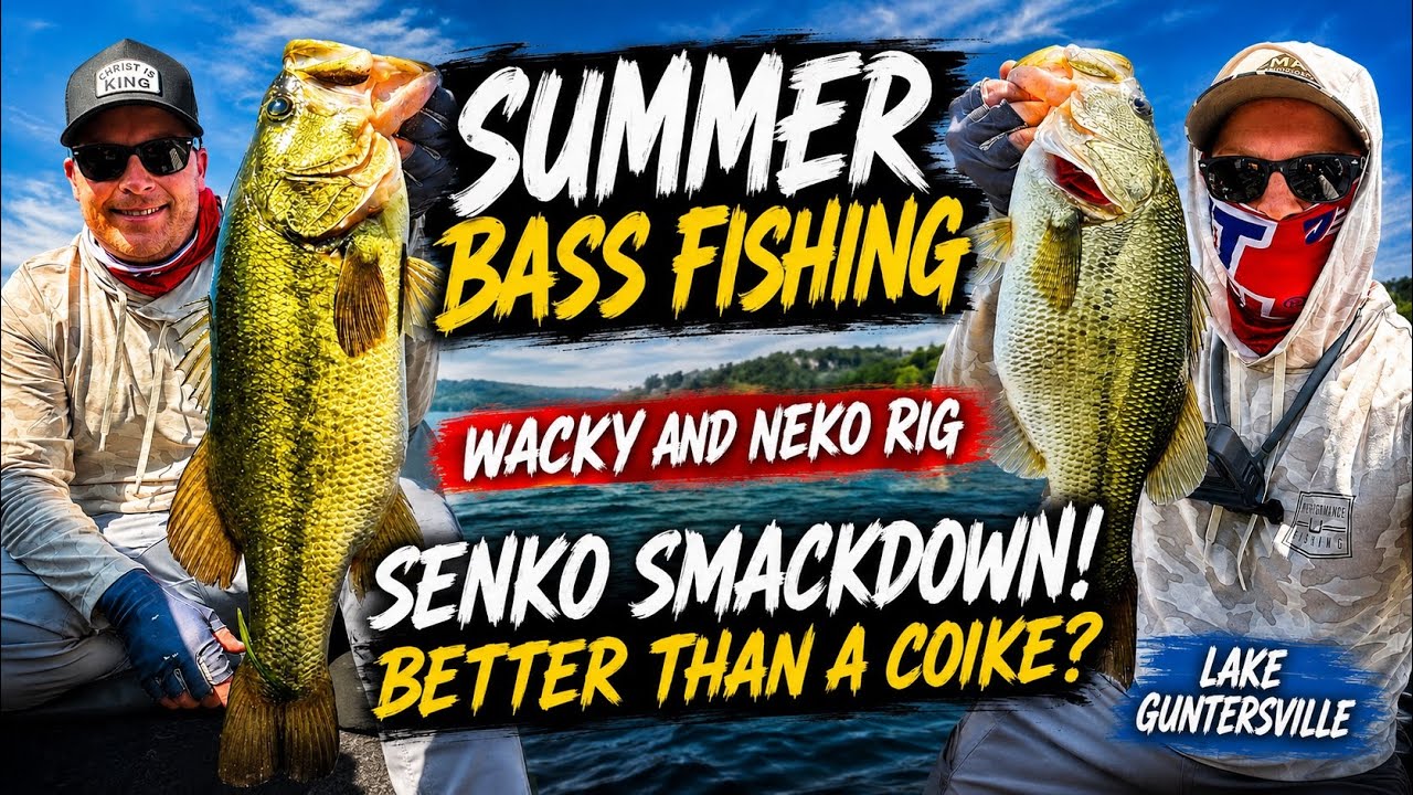 Summer Bass Fishing on Lake Guntersville, Senko Smackdown, Wacky and Neko Rig, Better than a Coike?