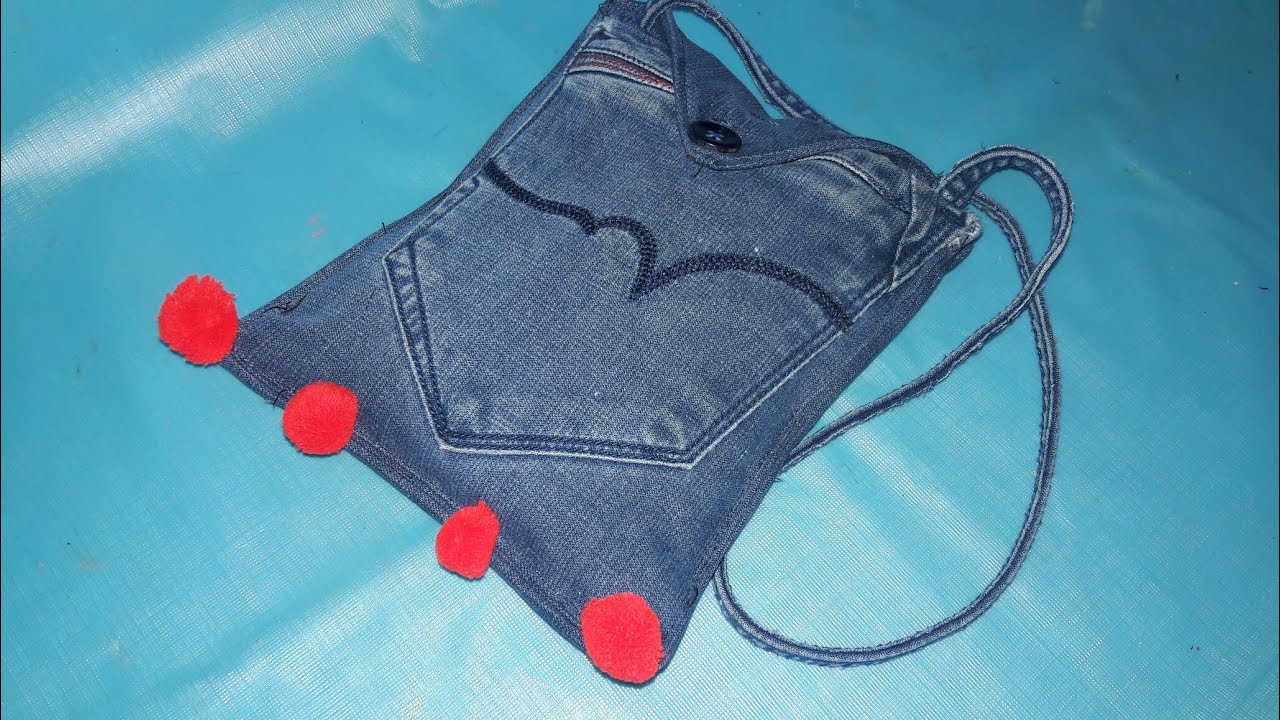 Jeans sling bag Old jeans hand bag Jeans bag diy Diy hand bag