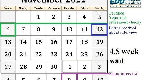 CA EDD Unemployment - Certifying, Reporting Retirement Distribution, Pending, Interview - Timeline