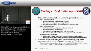 O.R. Applications for Intelligence, Surveillance and Reconnaissance