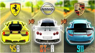 Car Parking Multiplayer Ferrari 458 Vs Nissan GT-R Vs Porsche 911 | Drag Racing🔥🔥🔥