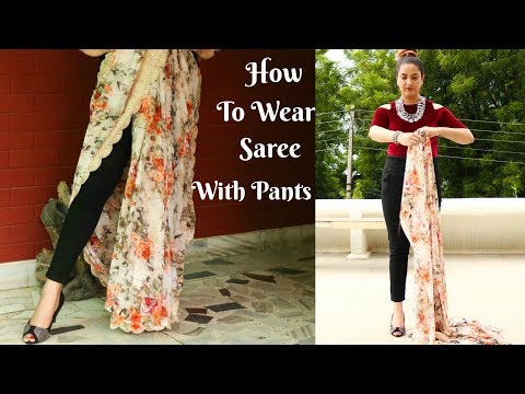 How To Wear Saree With Pants | Saree Draping Tutorial | Perkymegs