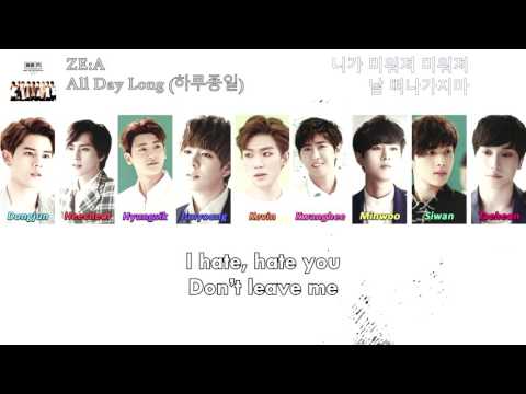 Watch ZE:A - All Day Long 하루종일 Color Coded Lyrics (ENG/HAN) on YouTube
