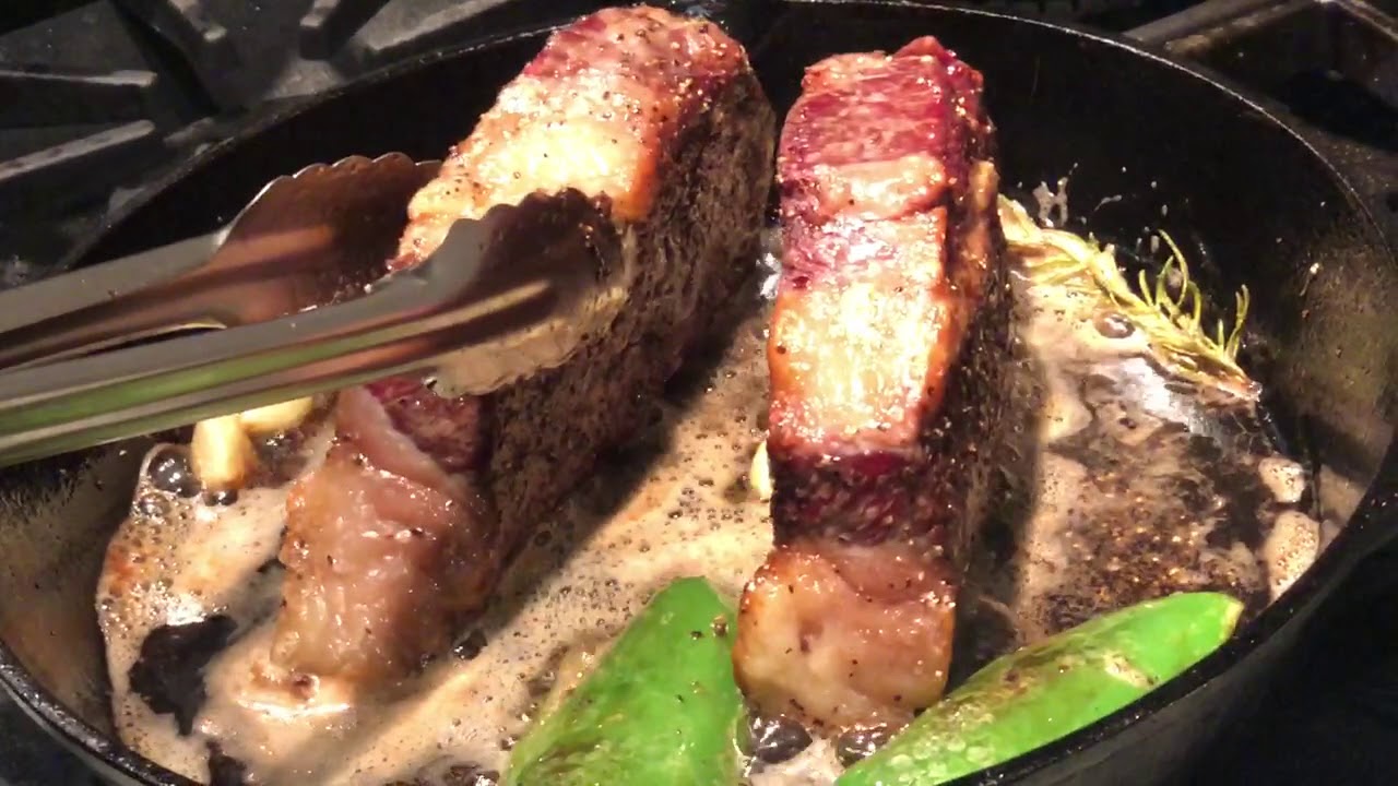 Searing steak after reverse sear - YouTube