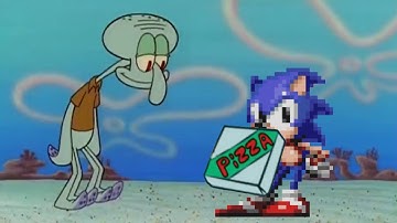 Squidward Trying To Get A Pizza From Sonic