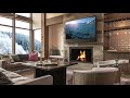HD Snow Fall Fireplace with Snow Mountain & Skiing Screensaver - Fire crackling sound only - 2hrs