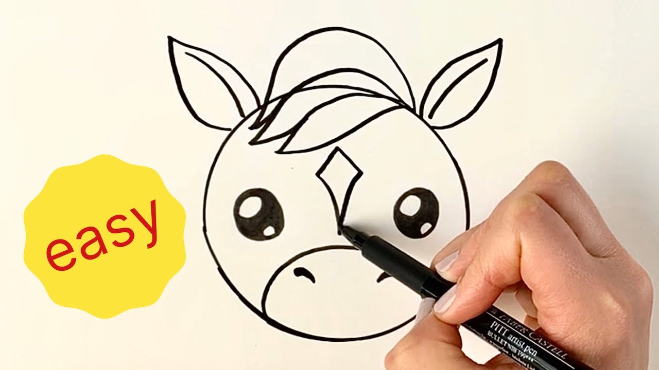 how to draw a horse head step by step for kids