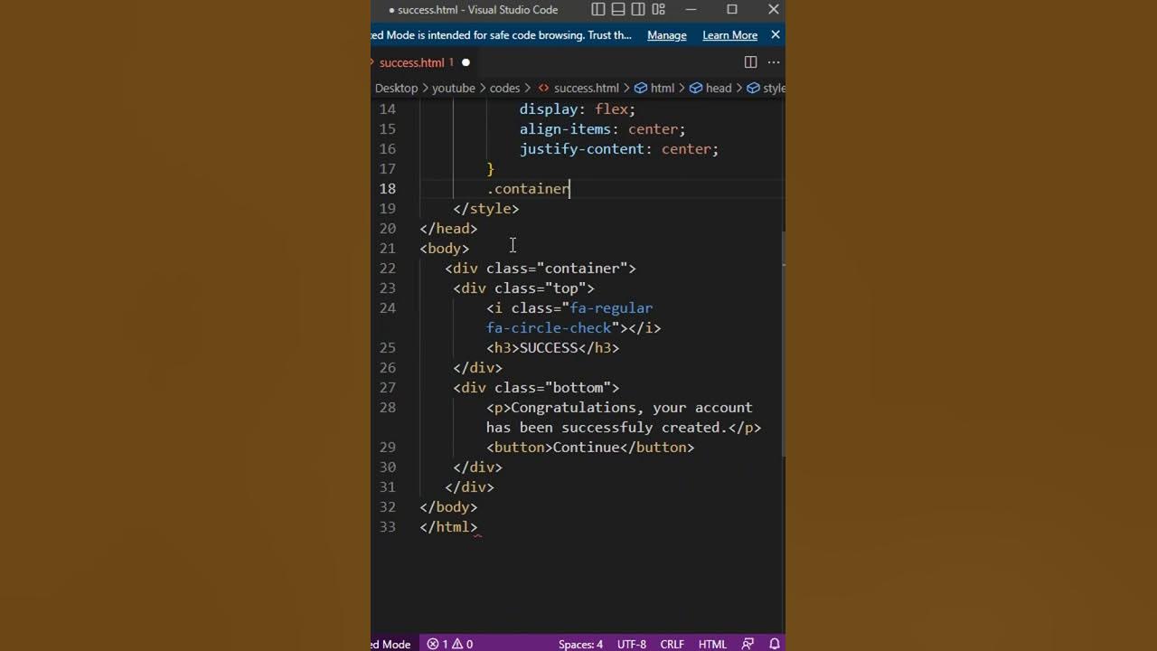 Registration Successful Message | HTML CSS - YouTube