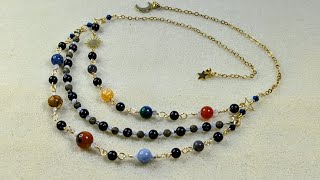 Layered solar system necklace with the January 2024 Bargain Bead Box - remaking an old design