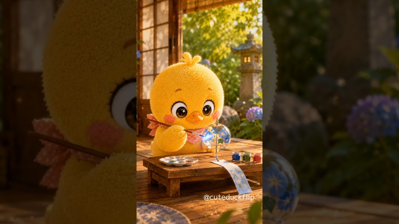 Cutest animation of the year! Flip's wind chime surprise 🎐 #shorts #cute #duck