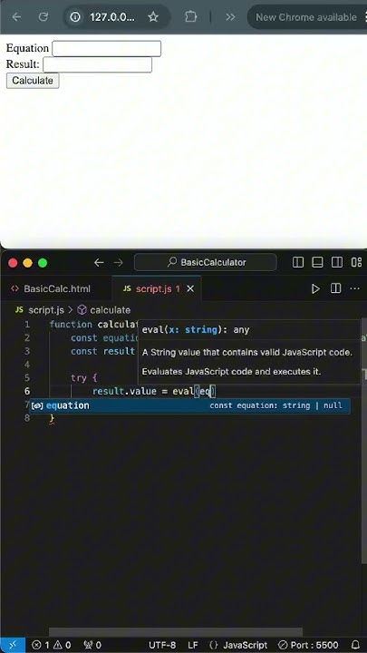 How to make the simplest calculator with JavaScript #shorts - YouTube