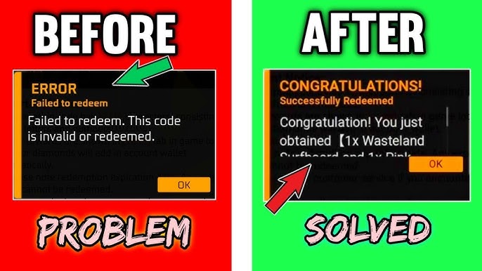 Redeem codes problem solved - FF Today new redeem codes - Free