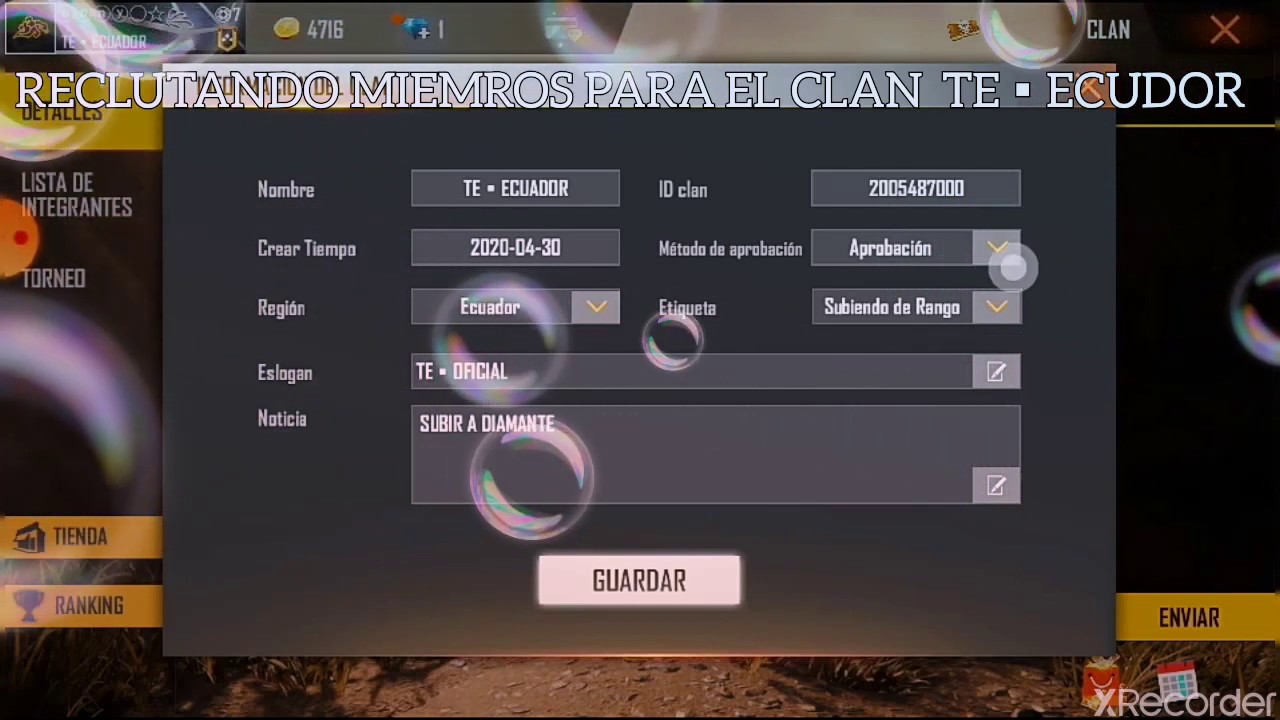 RECLUTANDO MIEMBRO PARA EL CLAN /TE▪ECUADOR/OFICIAL