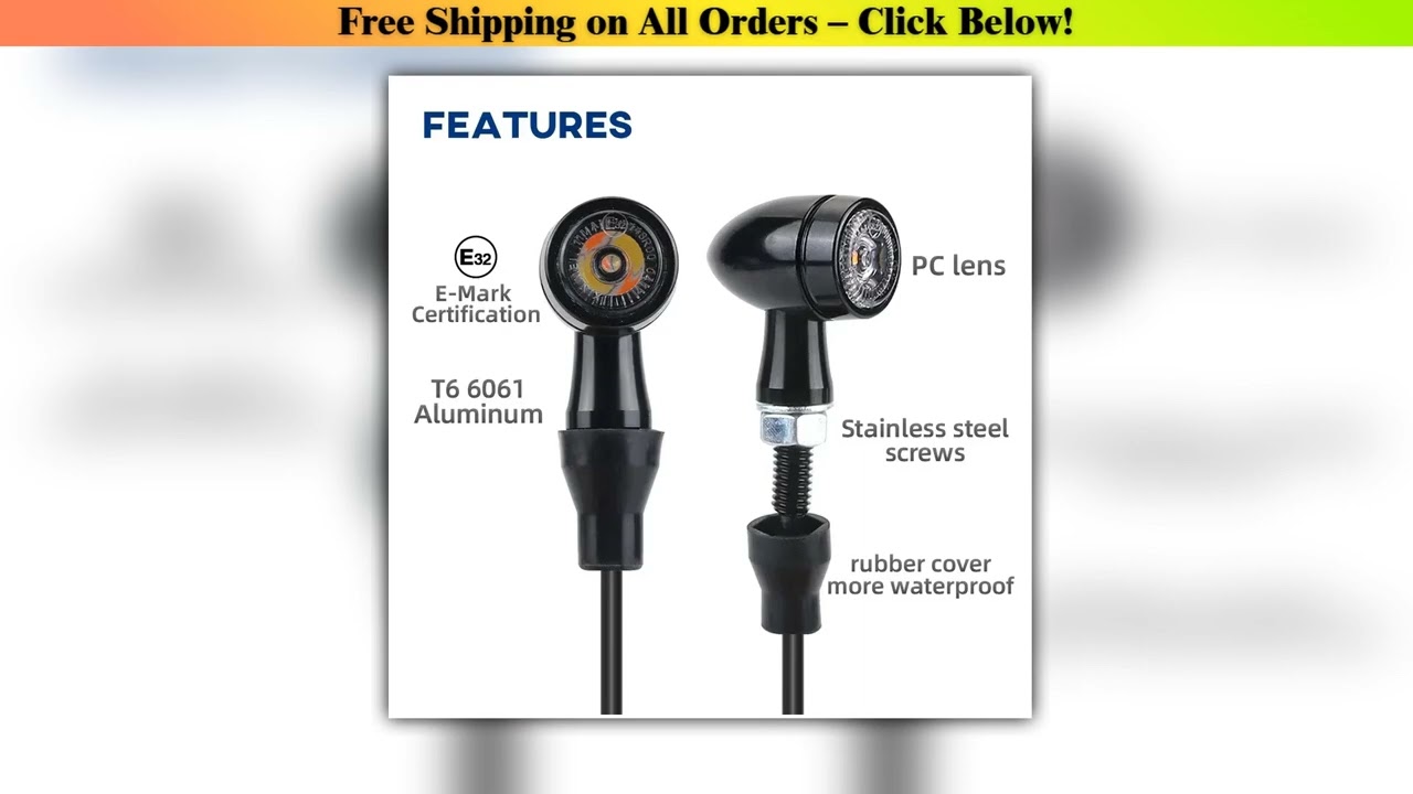 E32 Retro Motorcycle Turn Signal LED Light Flashing Indicator Tail Brake Light 8mm For Harley